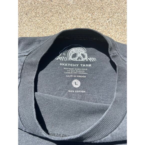 Sketchy Tank Original Shirt Men Sz Large Black Black Printed Cotton Graphic Tee - Picture 4 of 6